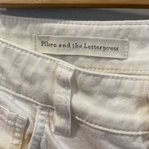 Anthro Pilcro & The Letterpress White Cropped Jeans With Ankle Tie - Picture 4 of 9